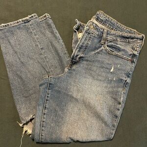 Old Navy Light Blue Distressed High-Rise O.G. Straight Jeans